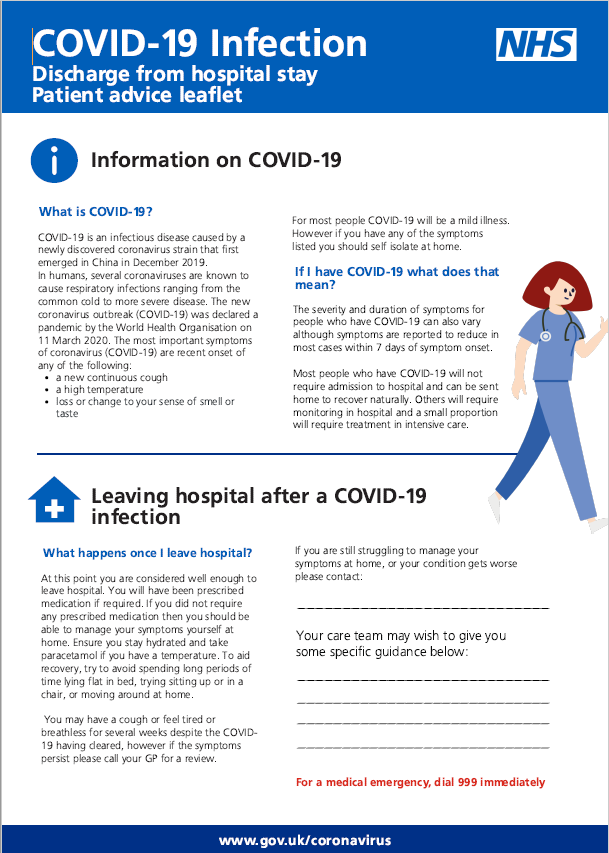Covid-19 discharge from hospital page 1